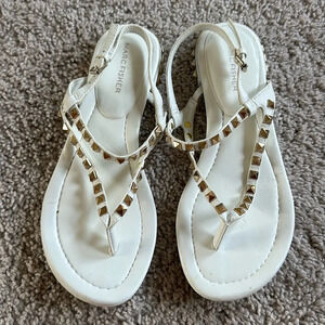 Marc Fisher white studded sandals